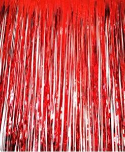 3ft x 8ft Metallic Curtain - Red