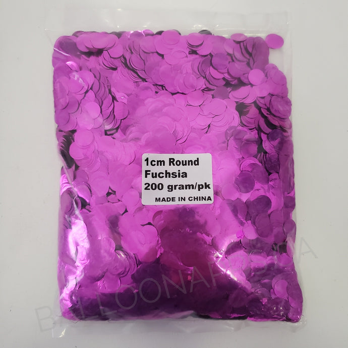 1cm Metallic Confetti - Fuchsia