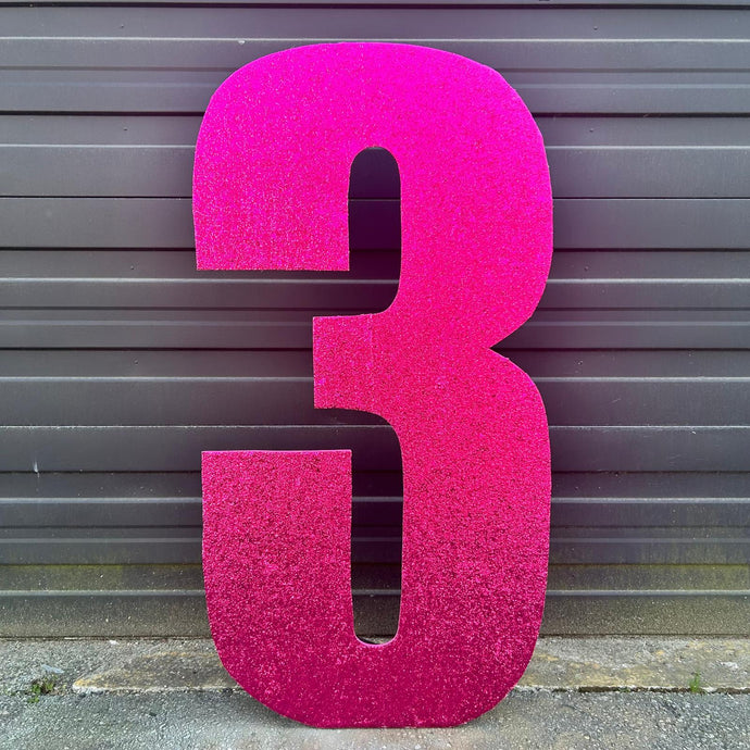 5ft Number 3 Rental - Glitter Pink