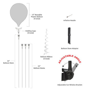 PermaShine® 4-Balloon Bouquet Adjustable Car Window Kit