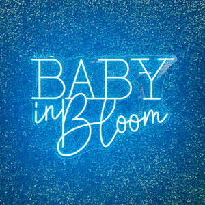 Baby in Bloom Blue Neon Sign Rental
