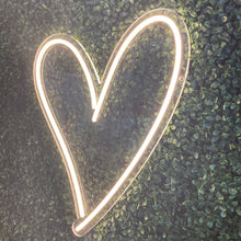 Load image into Gallery viewer, Script Heart Neon Sign Rental - White
