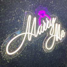 Load image into Gallery viewer, Marry Me with Ring Neon Sign Rental
